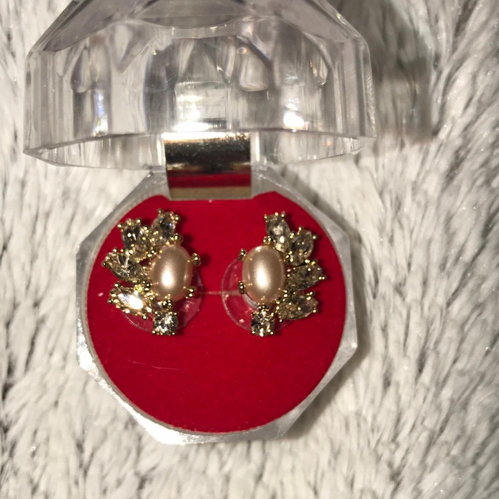 CZ with faux pearl earrings
